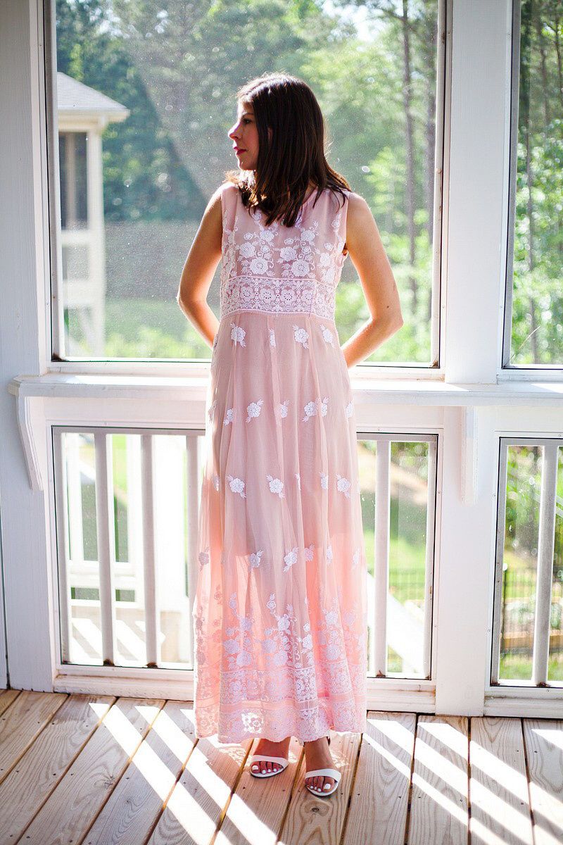 Sheer Pink Maxi Dress - Fashion Chalet by Erika Marie