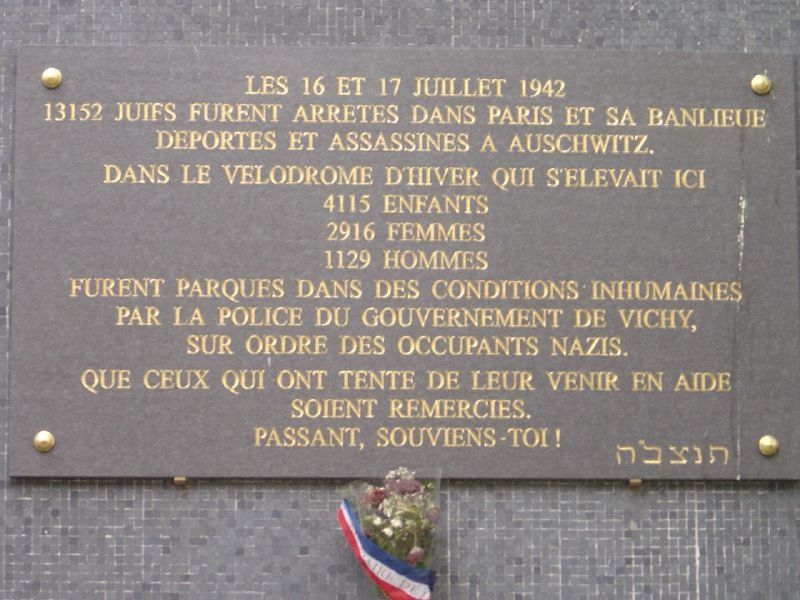 16 juillet 1942 La rafle du Vél d'Hiv . Ob_c38ce7_veldhivplaque