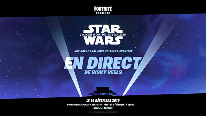 J.J. Abrams a révélé que Fortnite allait diffuser dans le jeu, un contenu jamais vu et exclusif: une scène du film Star Wars : L'Ascension de Skywalker