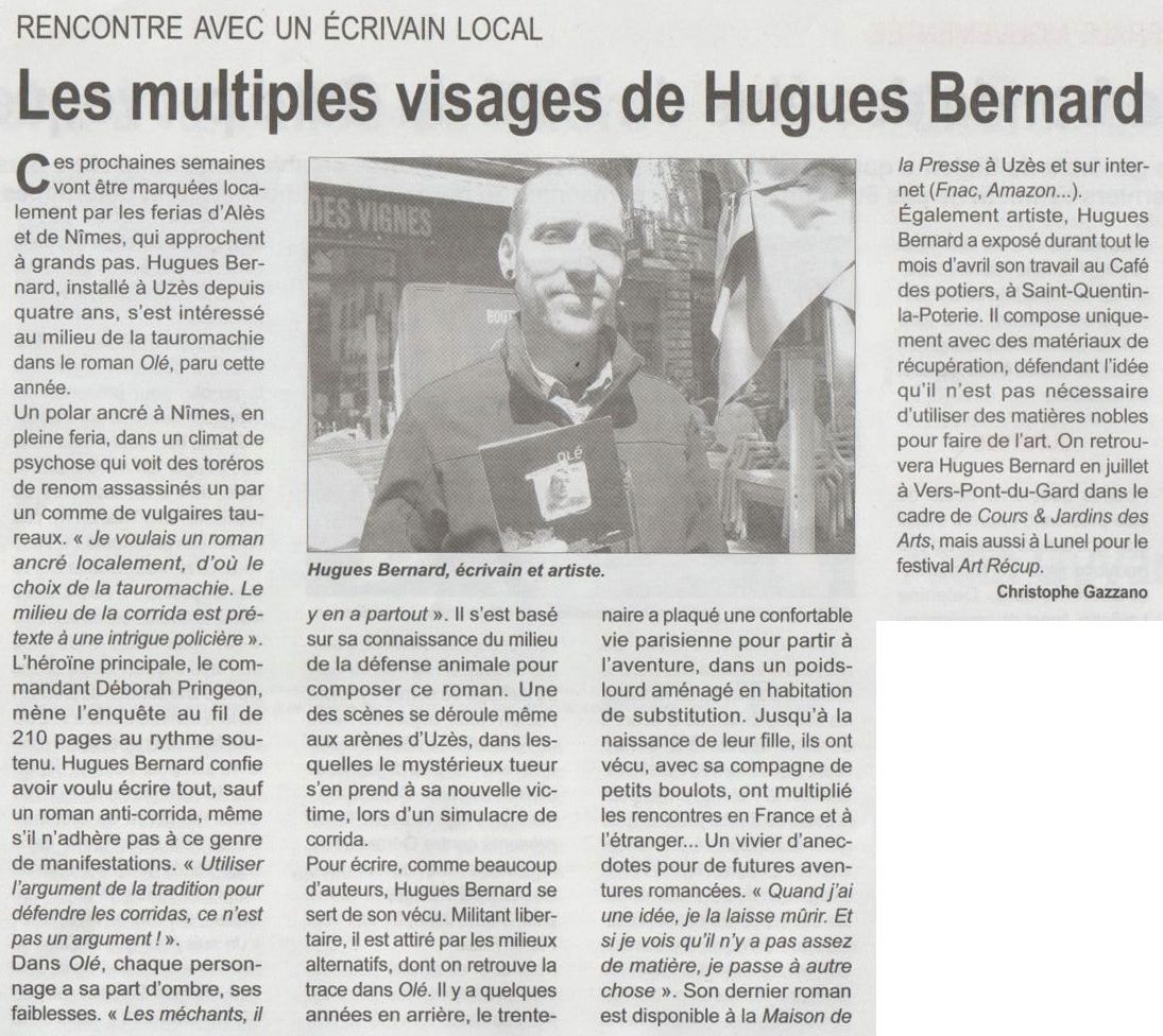 Article dans le Républicain d'Uzès