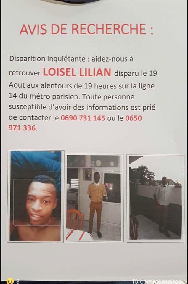 AVIS DE RECHERCHE - Loisel Lilian, jeune sapeur-pompier en Guadeloupe à disparu en France