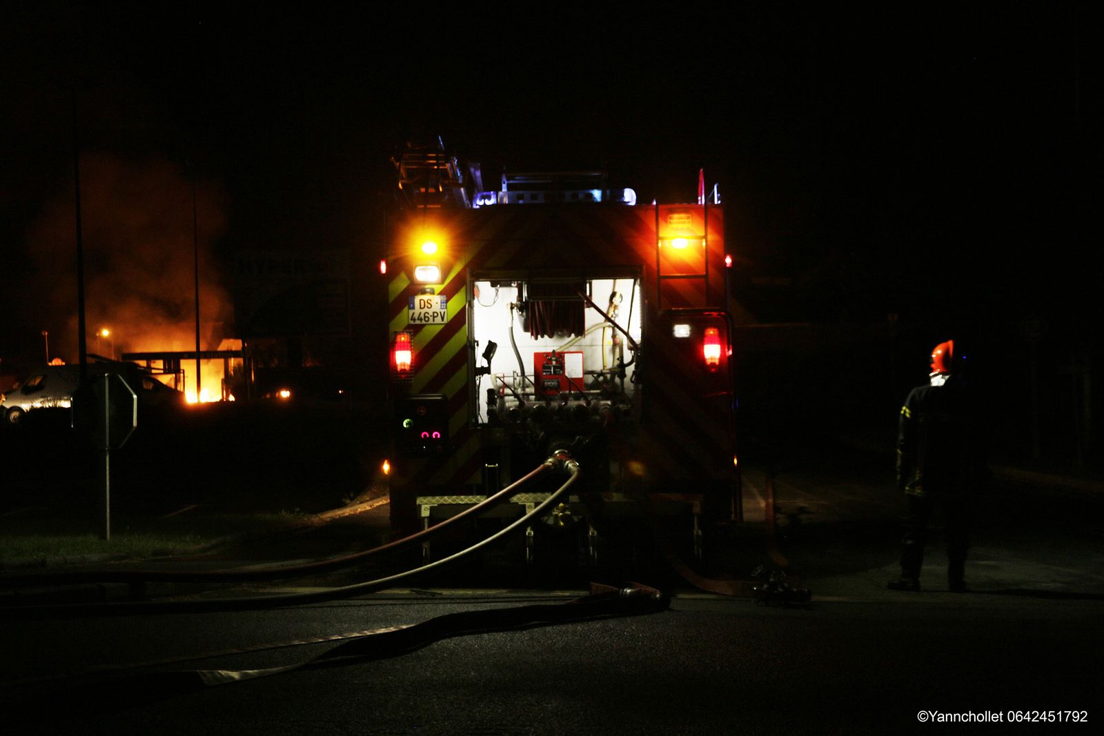 incendie pyromane à plancoet à l'hyper U