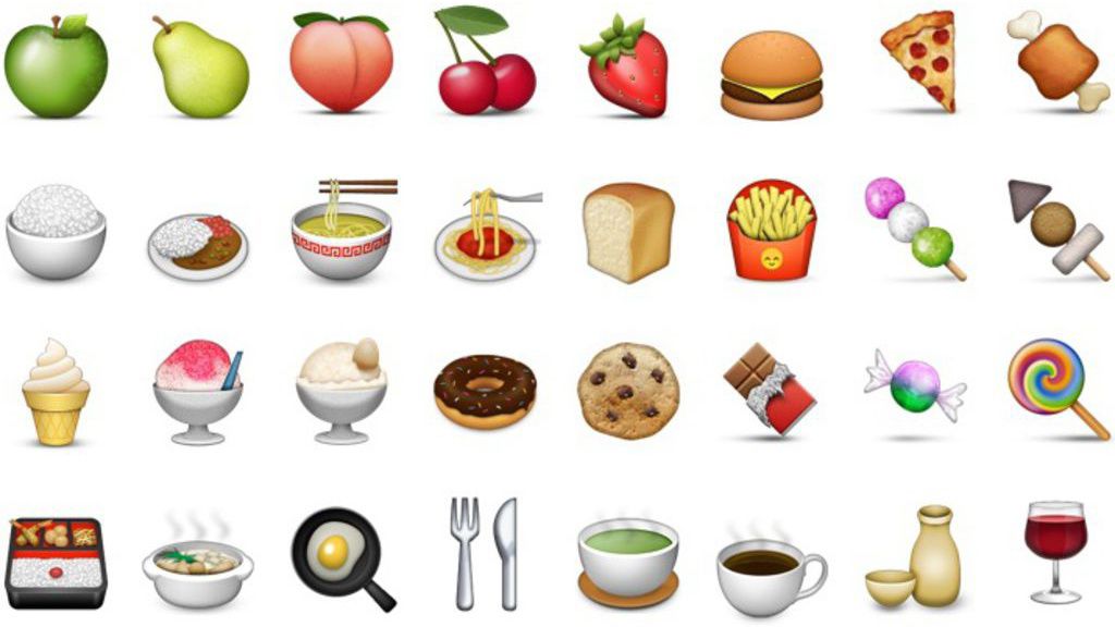 Food emojis and emoticones