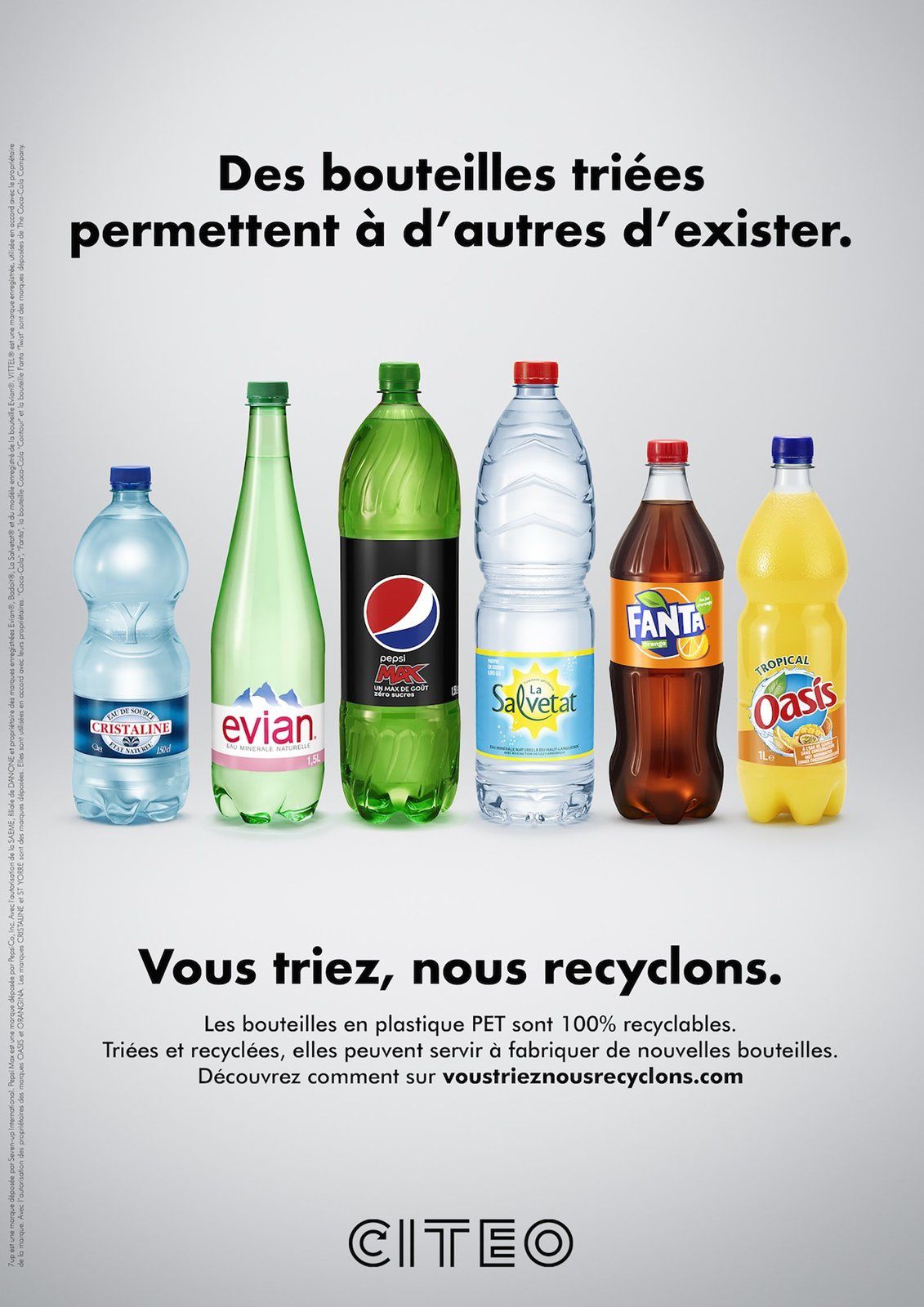 Citeo : "Des bouteilles triées permettent à d'autres d'exister" / "Vous triez, nous recyclons" I Agence : 84.Paris, France (2018)