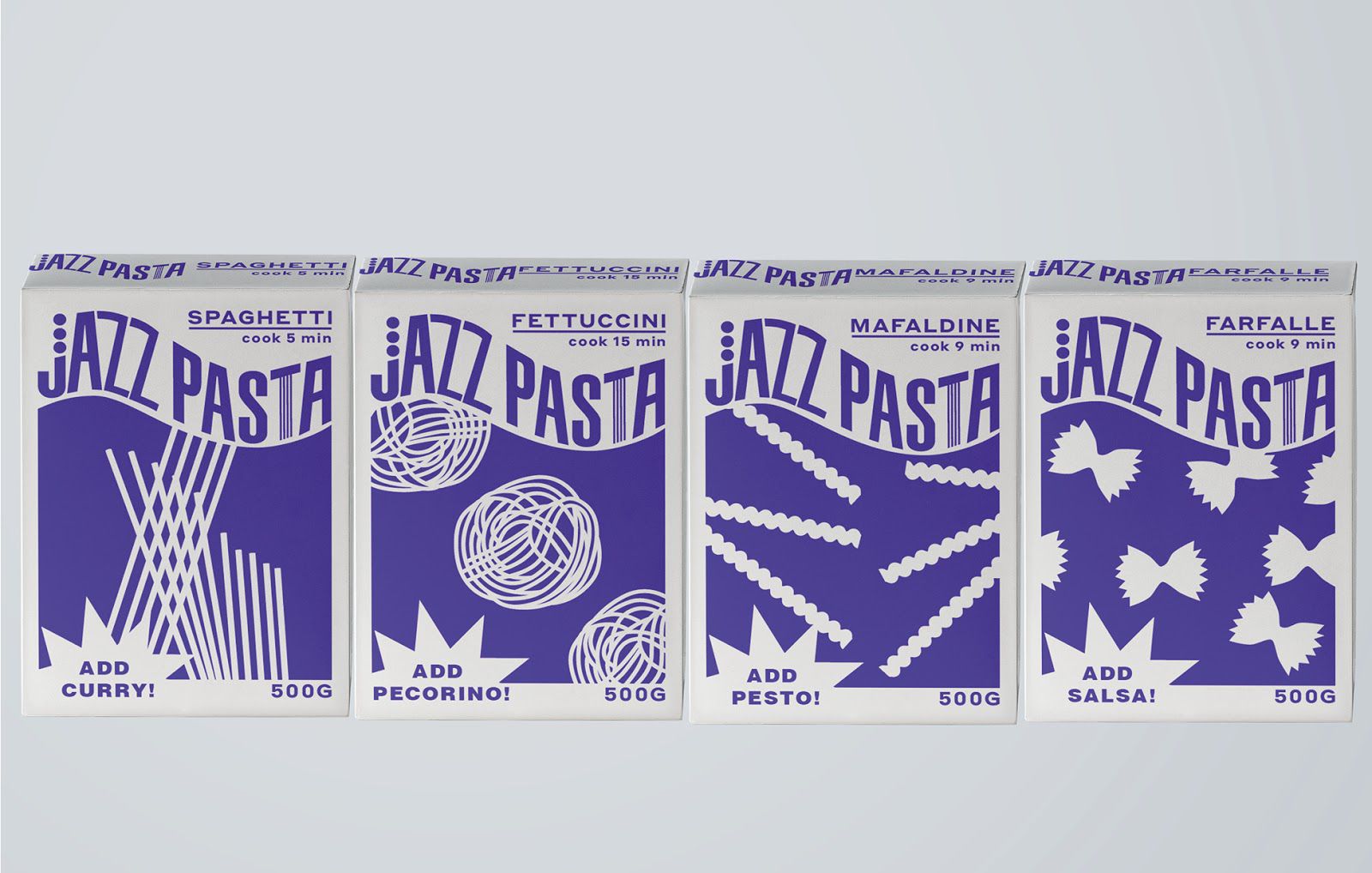 Jazz Pasta (pâtes) I Design  (projet étudiant) : Valeria Obrazkova (HSE Art and Design School), Russie (avril 2020)