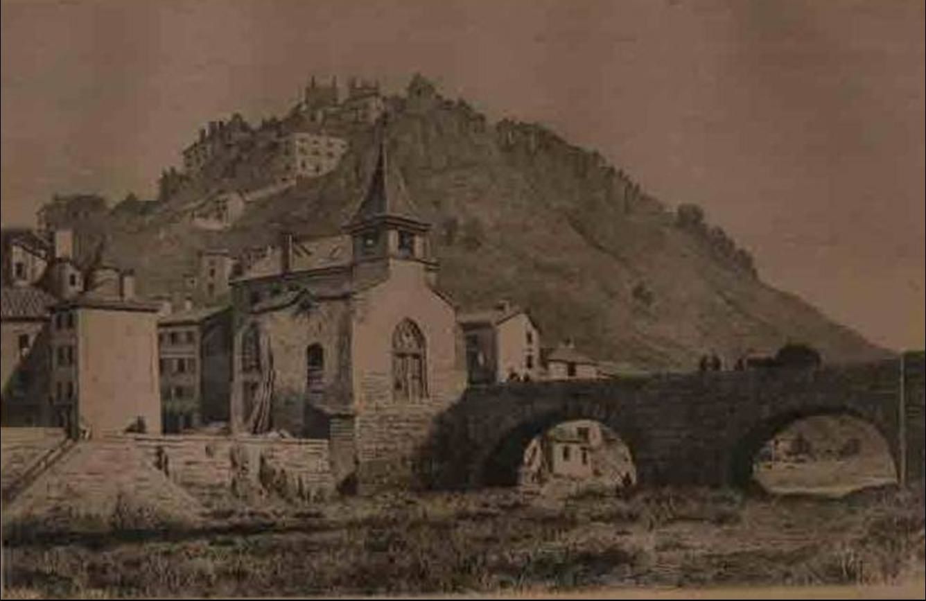 Le quartier de l'église au bas de Saint Flour et le Lander