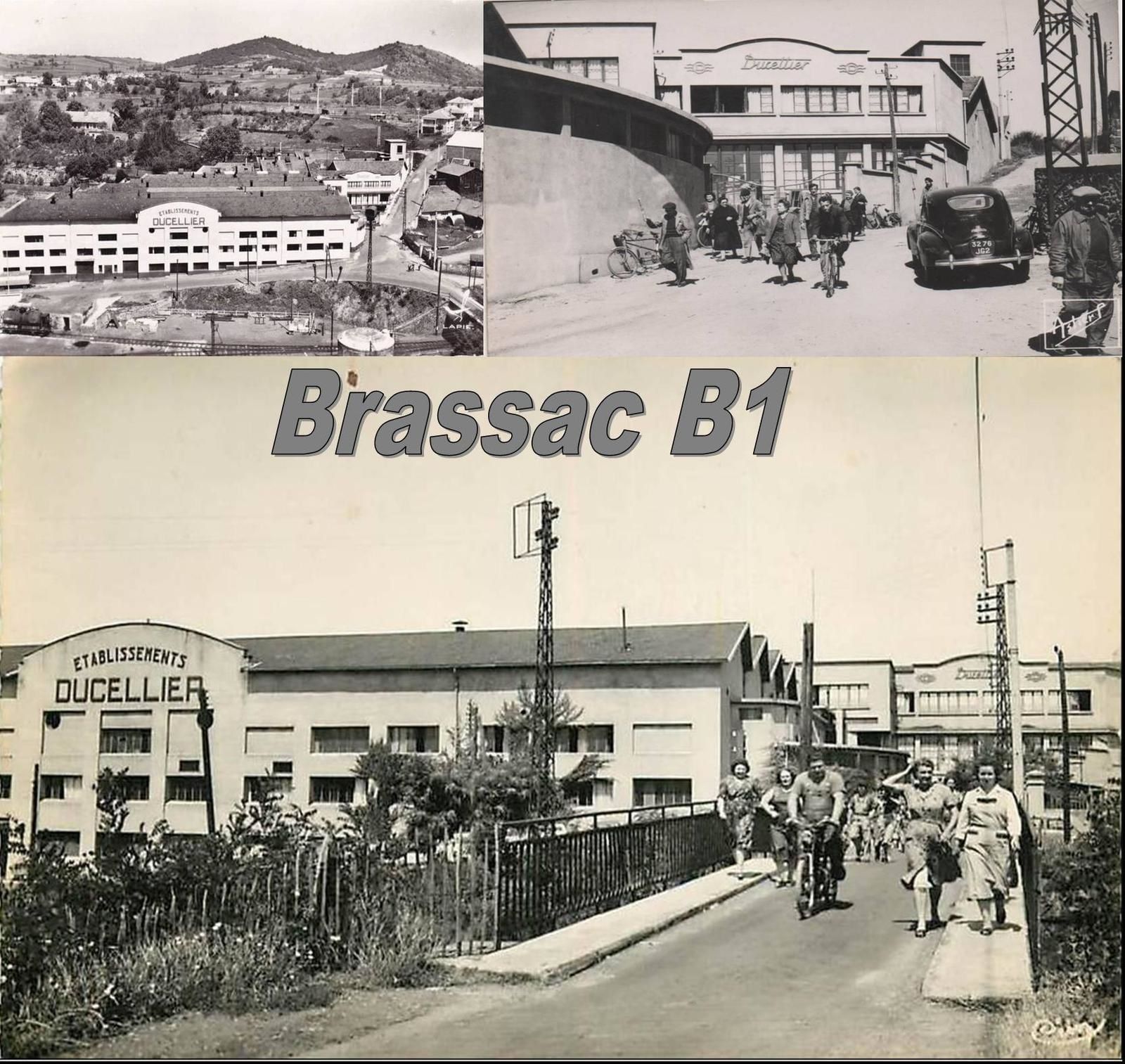 Ducellier Brassac-les Mines B1   Ducellier s'installe en Auvergne à la fin des années 30 et acquiert la société Gravereaux qui fabriquait des masques a gaz . En 1945 l'usine redémarre la fabrication pour l'industrie automobile et jusqu'en 1966 date à laquelle les productions sont transférées sur le nouveau site de ste Florine on produisit des bobines et des régulateurs . Il ne reste alors que la production des collecteurs . Vers les années 70 fut créé le MTA ou techniciens et ingénieurs conçoivent des machines spéciales pour les sites de Grosmènil,Issoire et Ste Florine.