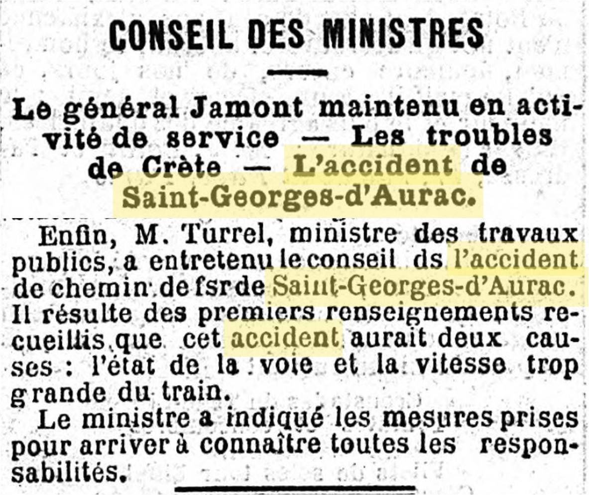 Accident non loin de Saint Georges d'Aurac gare