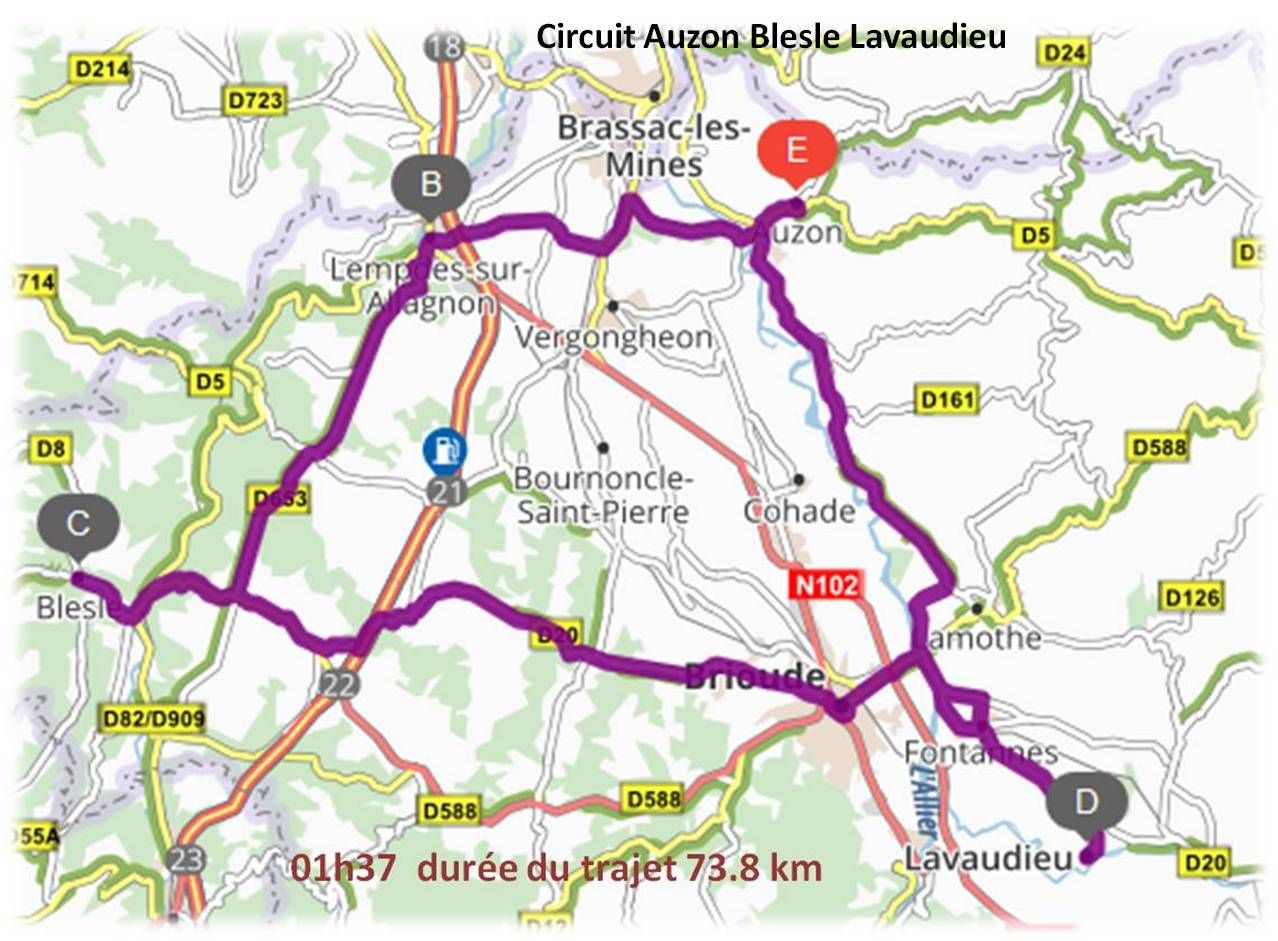 Circuit autour d'Auzon en Haute Loire