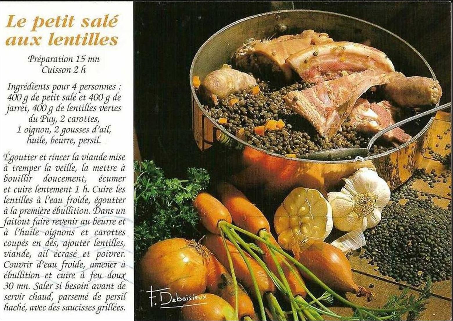 Recette petit salé aux lentilles du puy et saucisses de