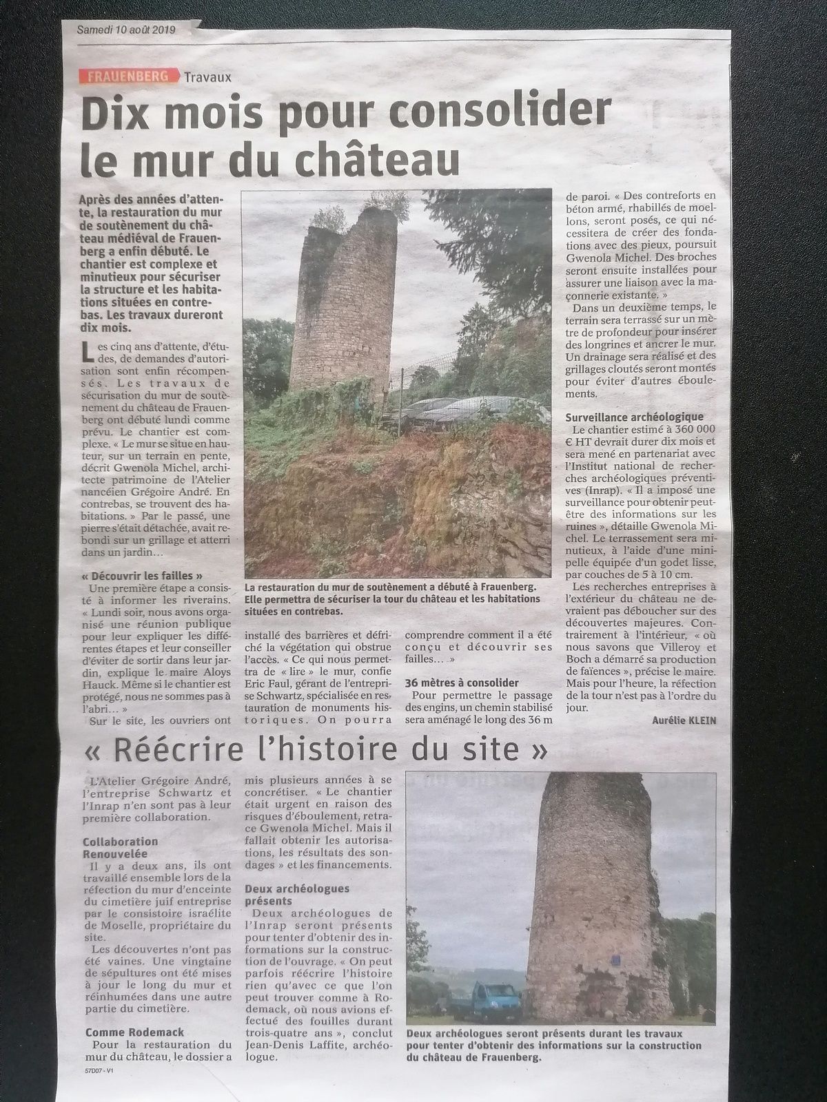 Dix mois pour consolider le mur du chateau de Frauenberg