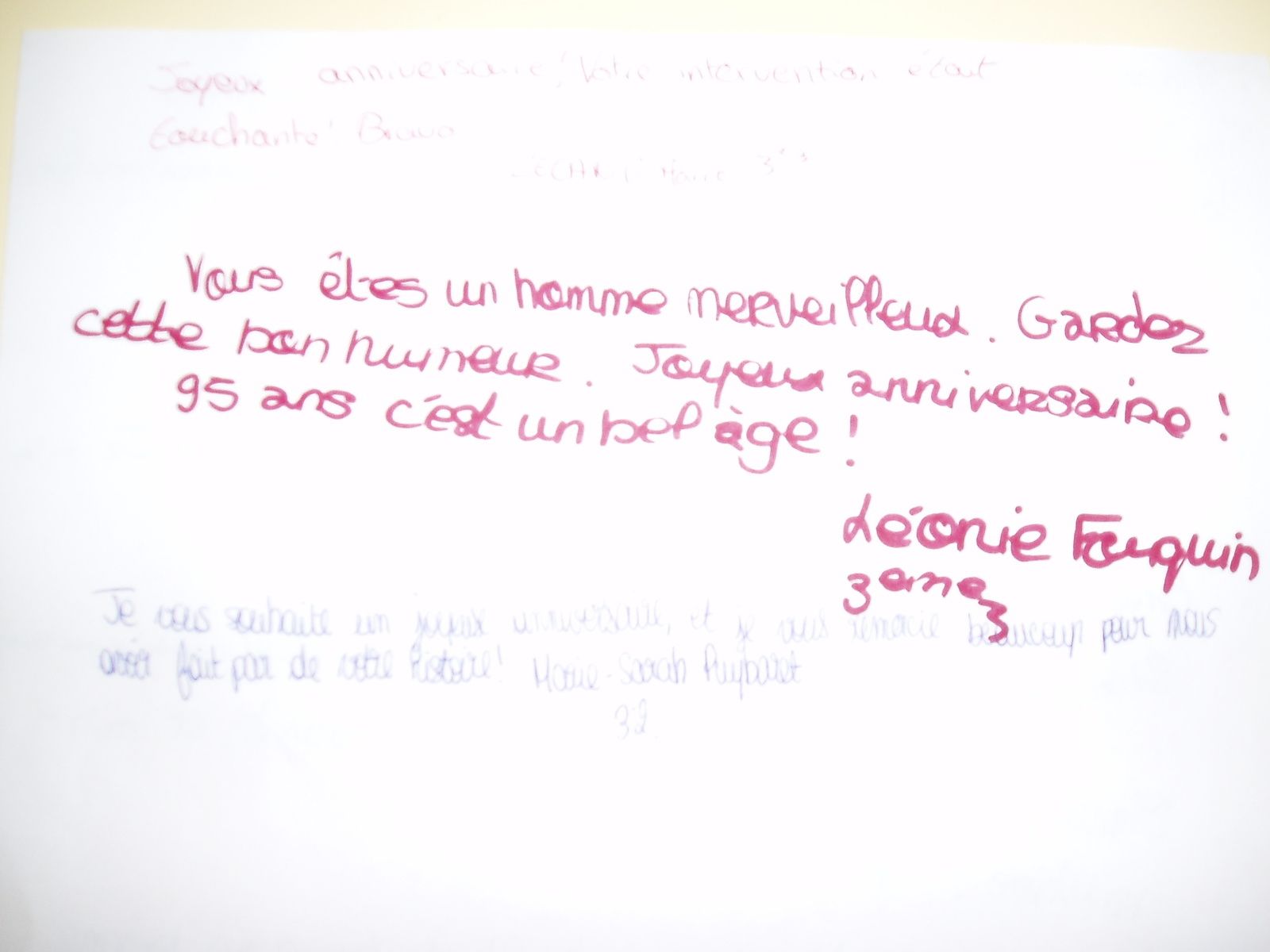 Des Mots Une Carte Pour M Laurent Le College La Fontaine A St Germain Des Fosses