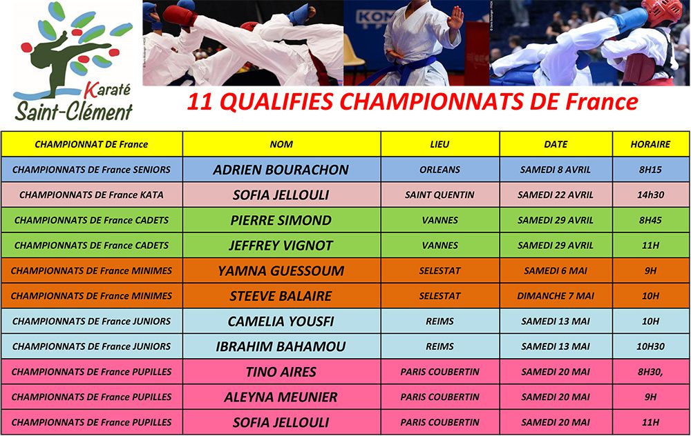 11 qualifiés championnats de France