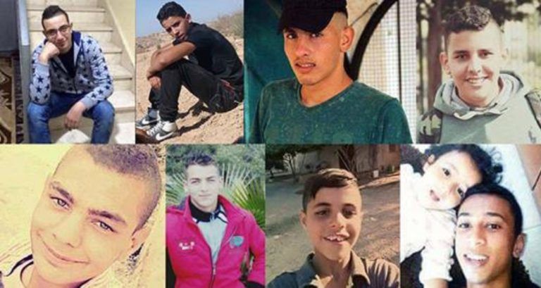 Enfants palestiniens assassinés par les soldats israéliens en 2016 (Electronic intifada)