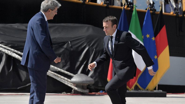 Le premier ministre italien Paolo Gentiloni et Emmanuel Macron en juillet 2017, photo ©Tiziana FABI / AFP