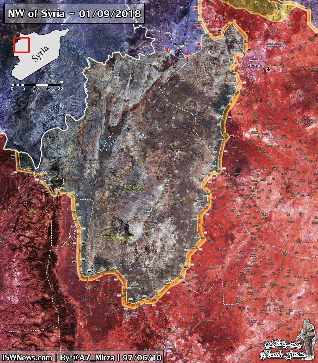 Mise à jour cartographique de la bataille à venir dans le nord-ouest de la Syrie (AMN)