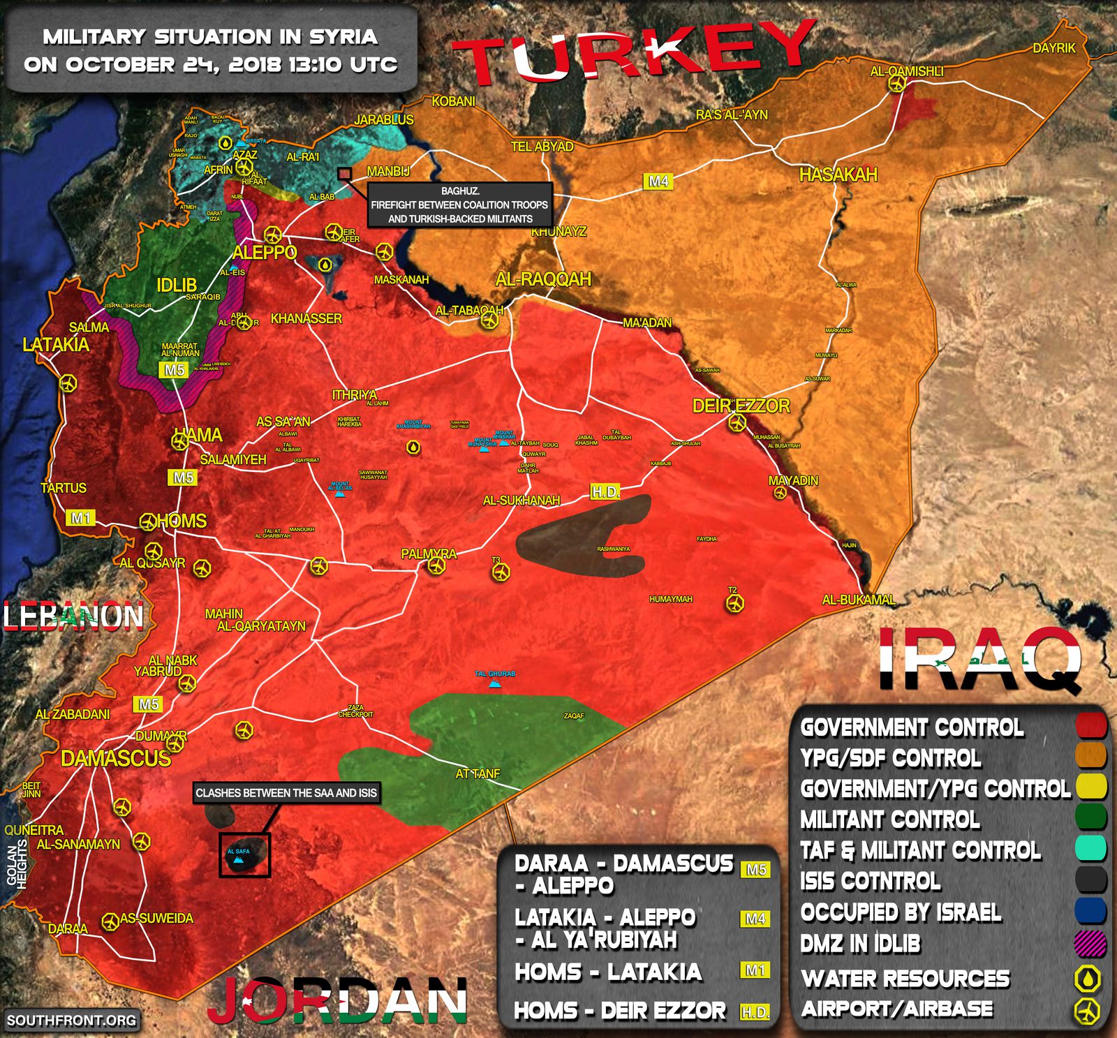 [Carte] Situation militaire en Syrie au 24 octobre 2018 (Southfront)