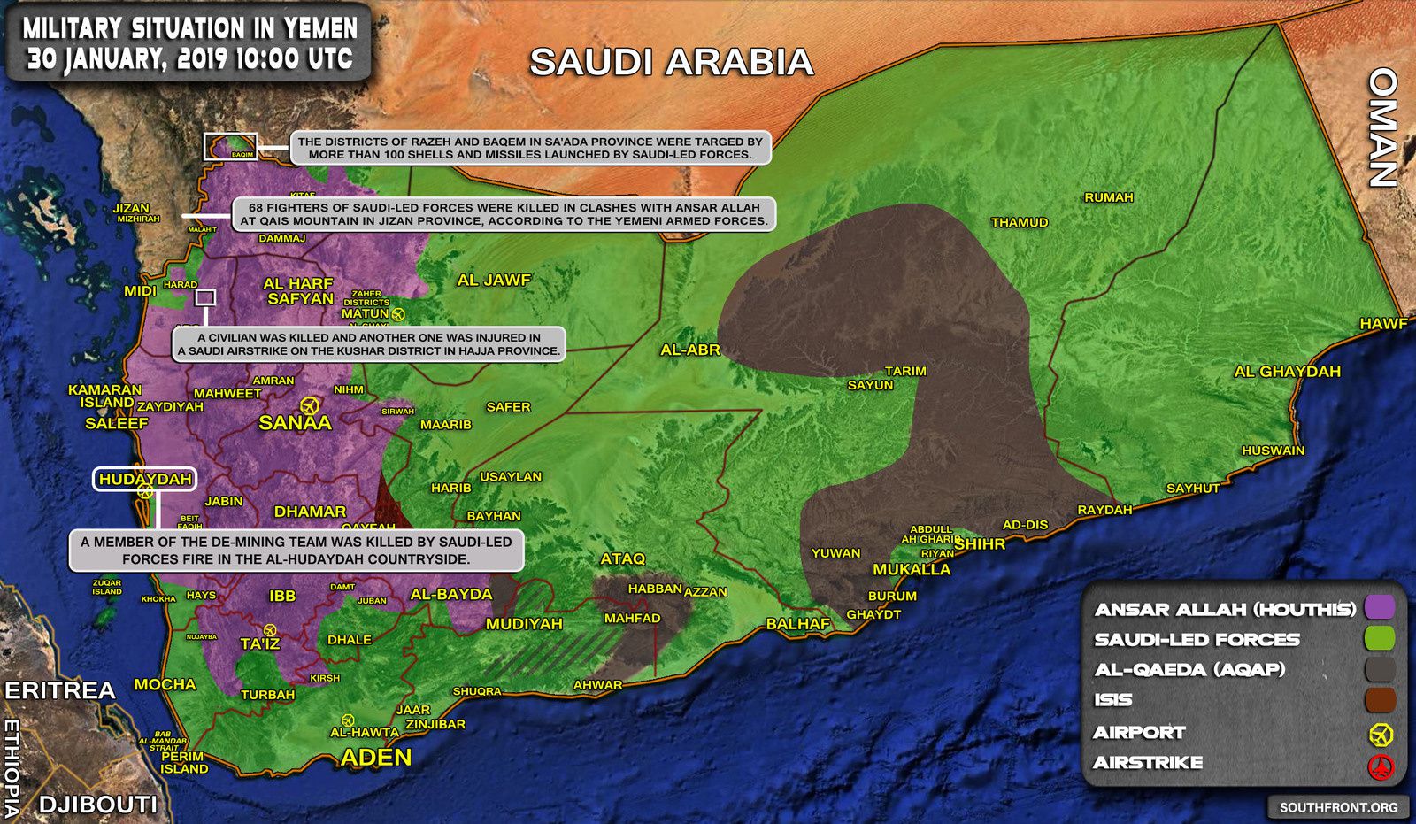 [Carte] Situation militaire au Yémen au 30 janvier 2019 (Southfront)