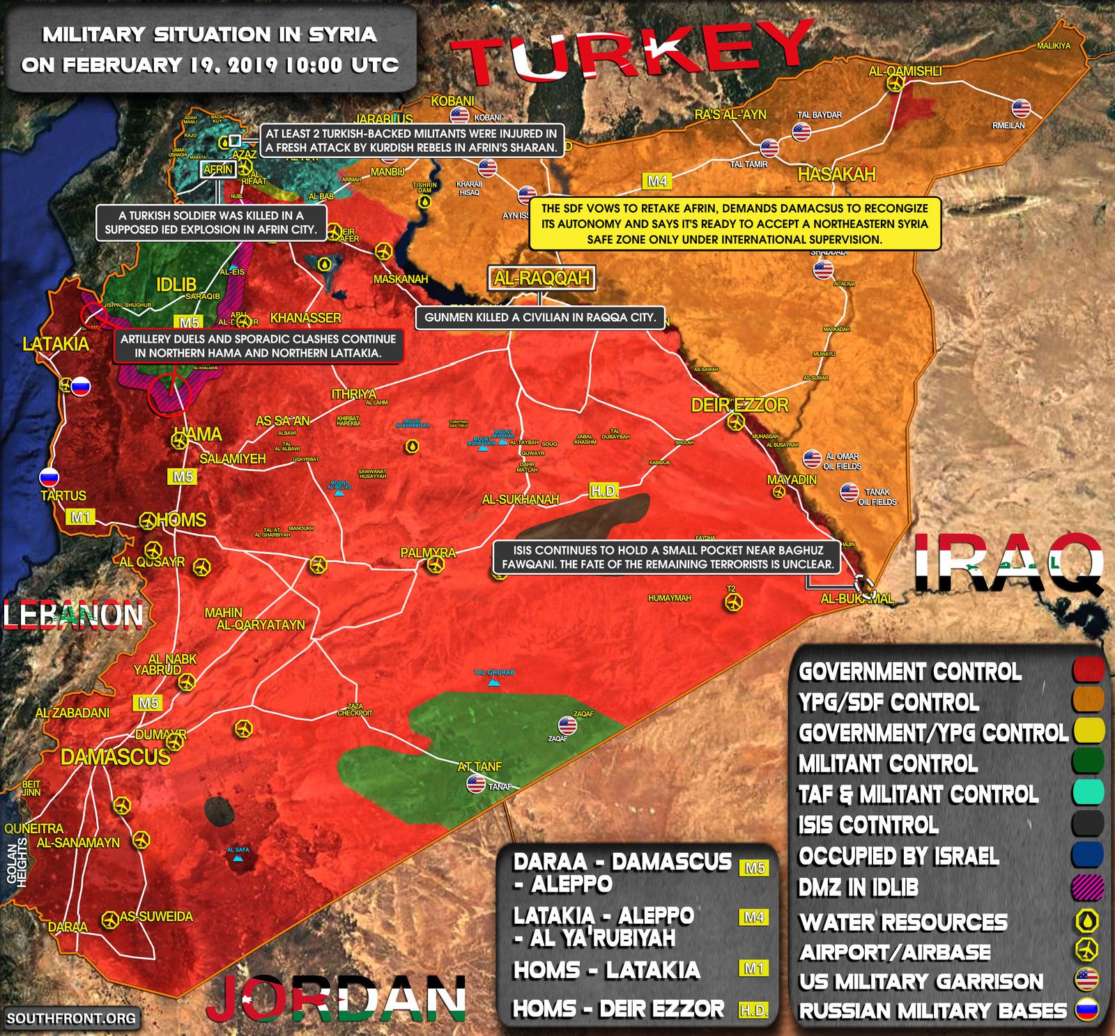 [Carte] Situation militaire en Syrie au 19 février 2019 (Southfront)