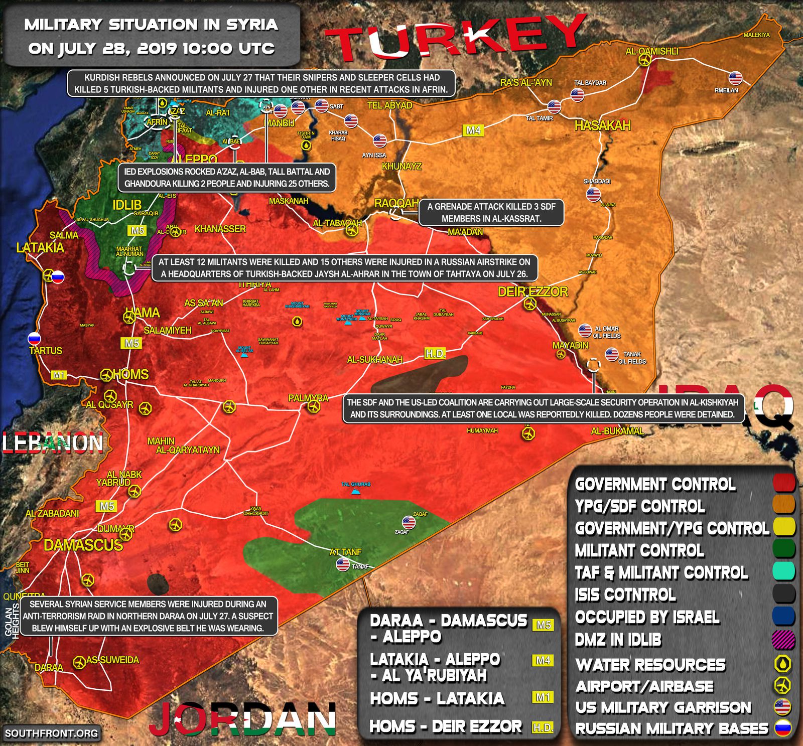 Situation militaire en Syrie au 28 juillet 2019 (Southfront)