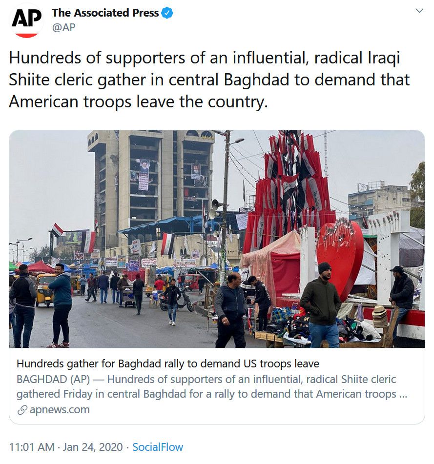 L'Associated Press voit des "centaines" de personnes à une manifestation contre les troupes US en Irak là où les images en montrent des millions (Moon of Alabama)