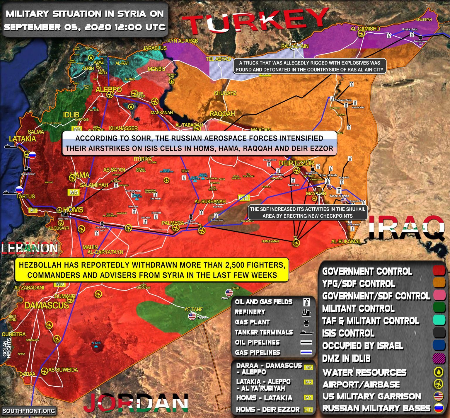 Situation militaire en Syrie au 5 septembre 2020 (Southfront)