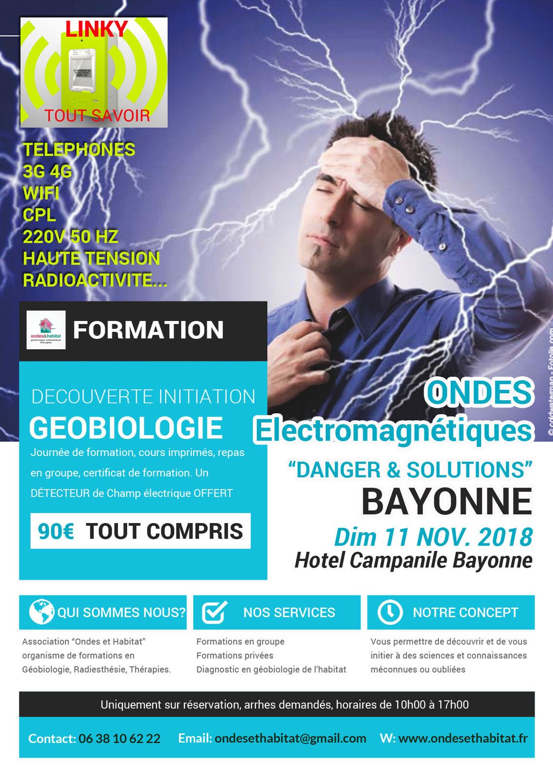 BAYONNE Formation Géobiologie : "Ondes Electromagnétiques, Danger & Solutions" Découverte initiation