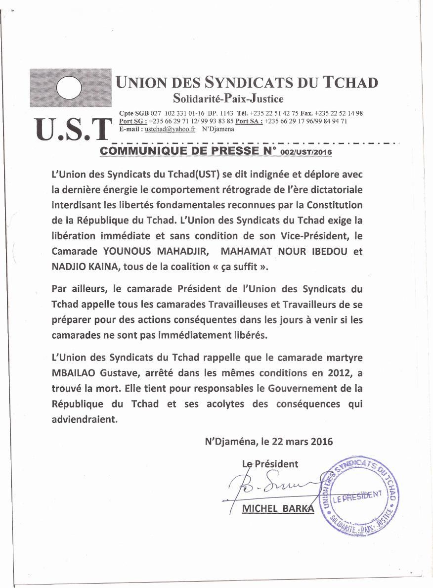Tchad: l'UST décidée d'en découdre avec le régime
