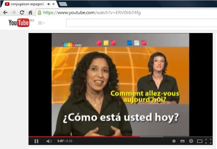 Et oui ! On peut trouver, entre autres sites, les rudiments de l'espagnol sur You Tube. Et avec l'accent !