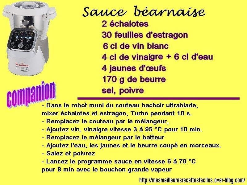 Sauce béarnaise au companion Mes Meilleures Recettes Faciles