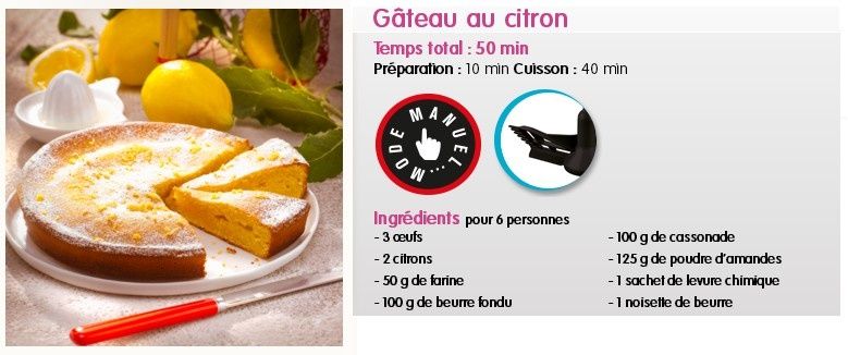 Gateau Au Citron Au Companion Recette Moulinex Mes Meilleures Recettes Faciles