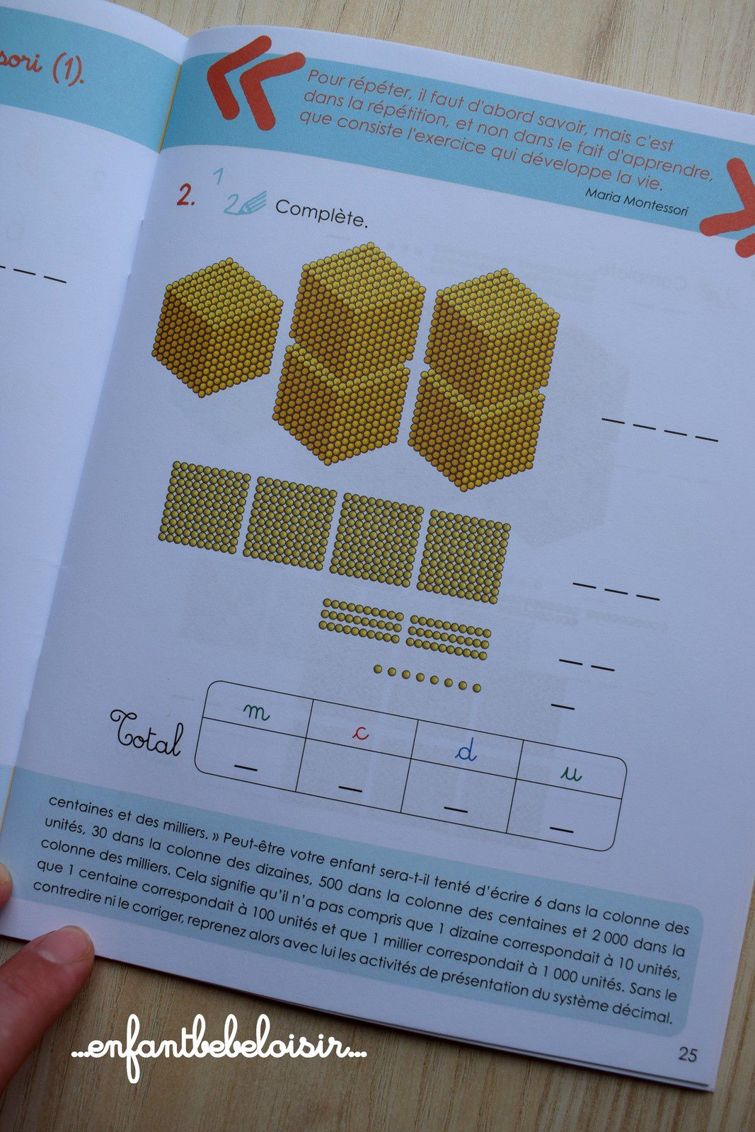 Cahier d'apprentissage Montessori pour compter - les grands nombres