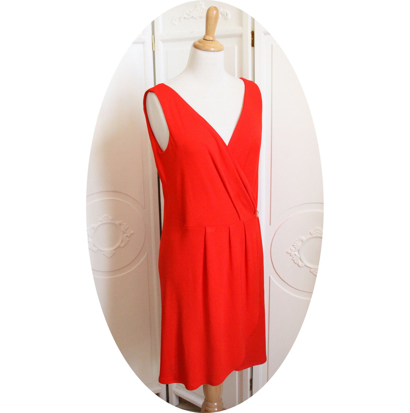 Robe portefeuille courte rouge vermillon - Anne-Sophie Toniazzi
