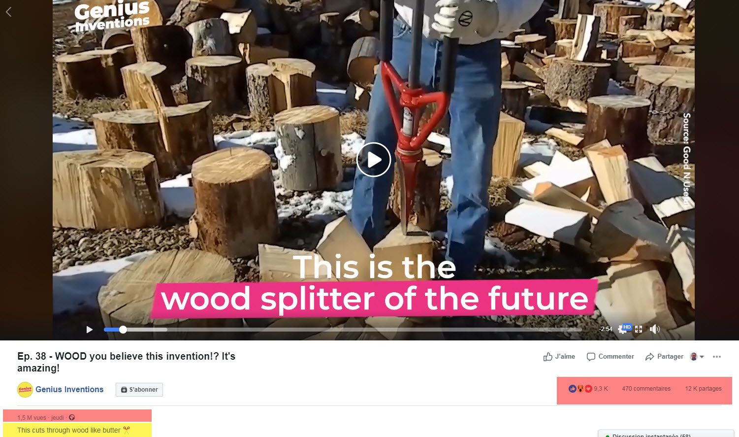 SPLITZ-ALL : outil manuel fendeur de buches - splitting wood- log splitter