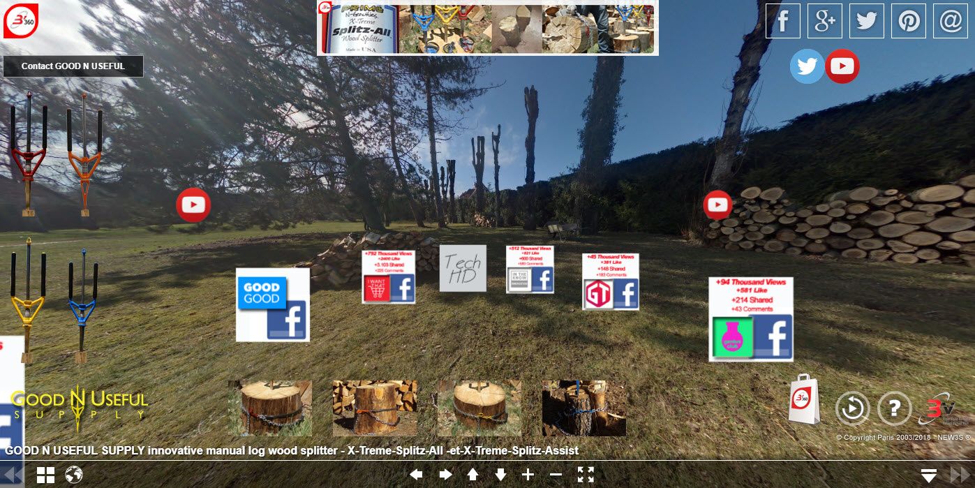 Splitz-All 360-degree panoramic view exploration Splitz-All the innovative splitting wood system Illustrated by our 360° panoramic view
