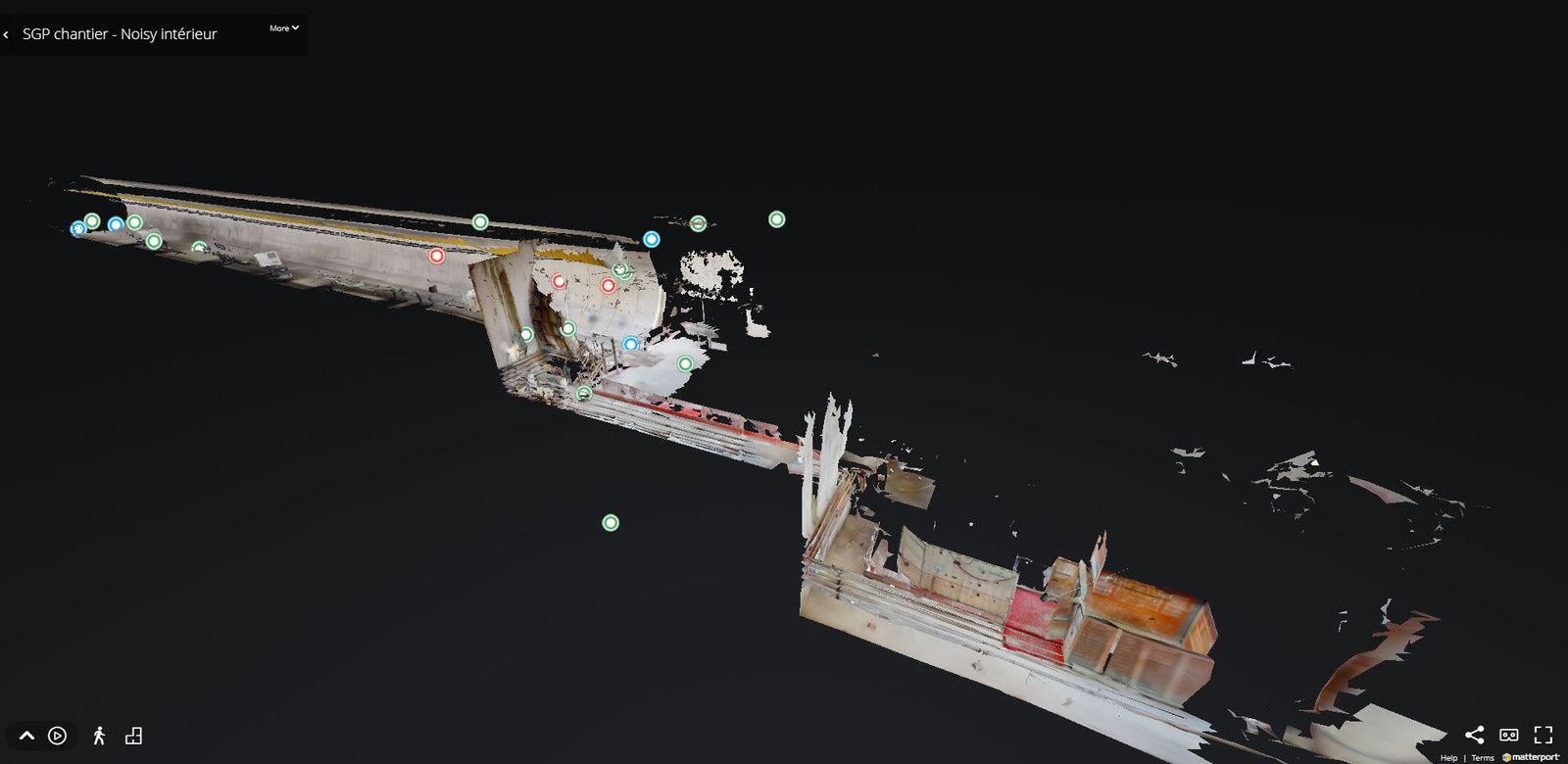 Vue en perspective 3D du tunnel