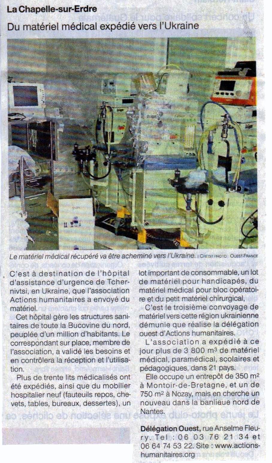Article Ouest France du 1er mars 2018