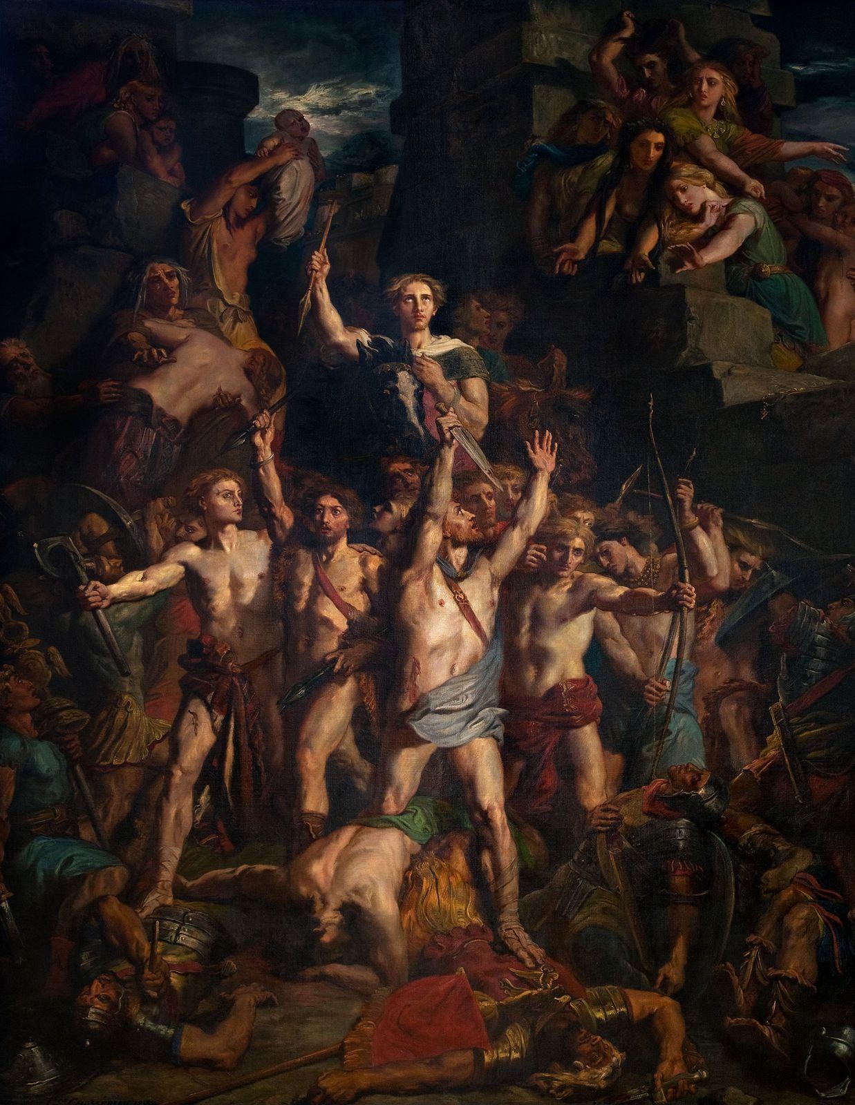 "J'en appelle à César qui trembla vivement pour sa fortune, lorsque repoussé des collines de Gergovie, il vit ses soldats mêmes avoir de la peine à résister dans leur camp" Sidoine Apollinaire, panégyrique d'Avitus. La défense des Gaulle, Théodore Chassériau