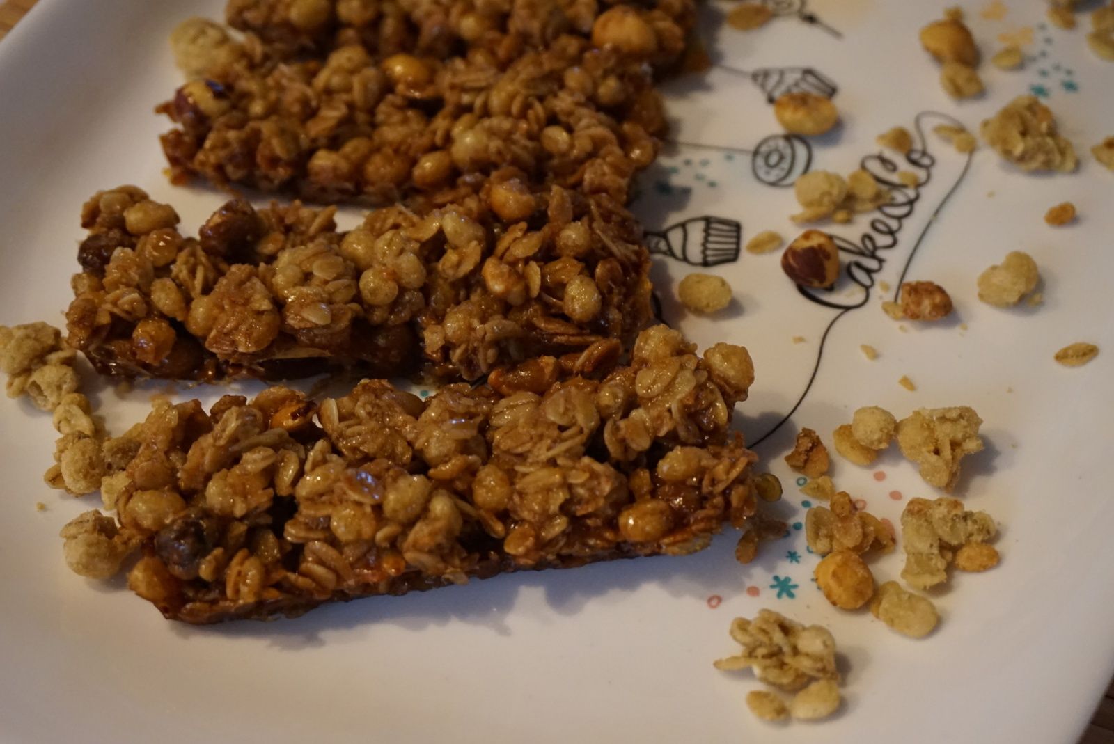 Barres céréales noisettes caramélisées