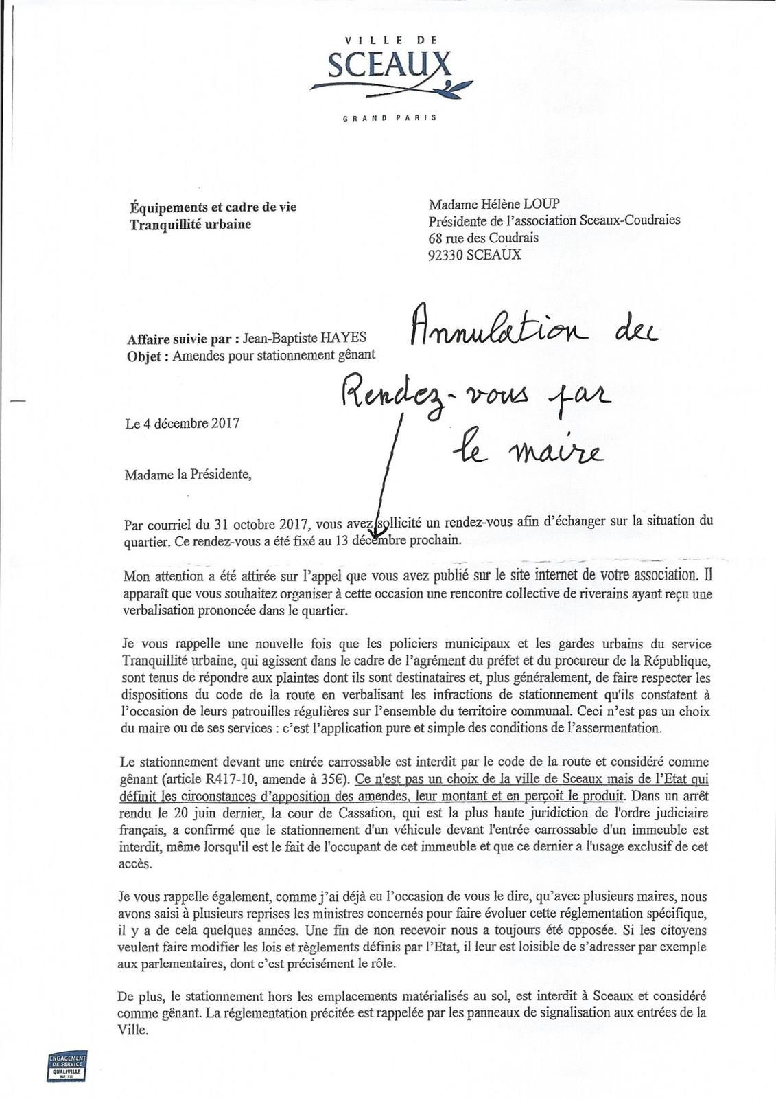RENDEZ-VOUS ANNULE PAR LE MAIRE - ASC Association de 