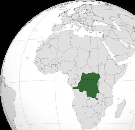 Ubicación de la República Democrática del Congo en el continente africano.- El Muni.