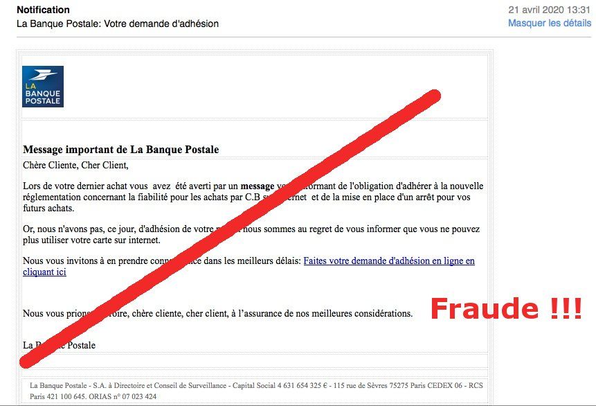 Message soidisant de la Banque Postale Ouimais commentaires d