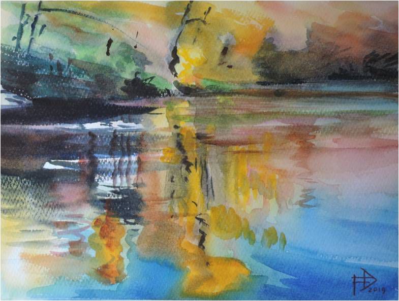 Aquarelle Didier Fonteniaud . Reflets- stage aquarelle - allier