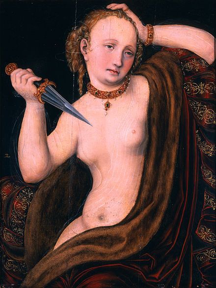 Le suicide de Lucrèce. Lucas Cranach l'Ancien. 1553.