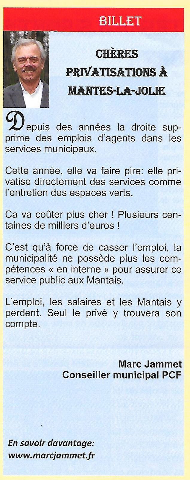 Chères  privatisations à Mantes-la-Jolie