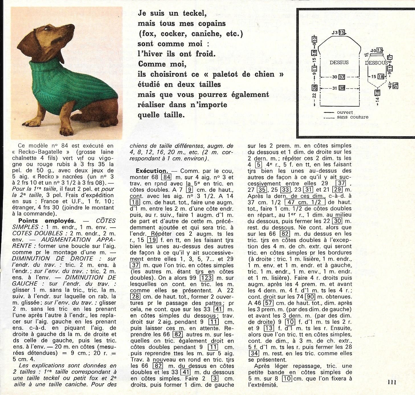 manteau tricoté pour chien -