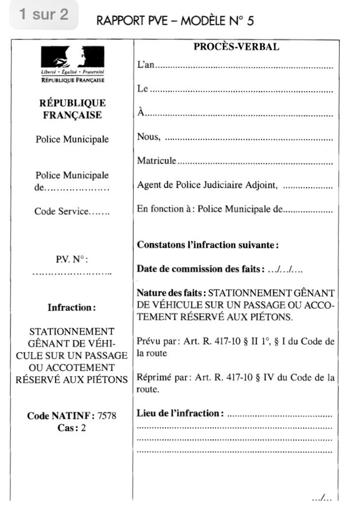Modèle Universel de Procès Verbal (ANTAI) : exemple pour une infraction ...
