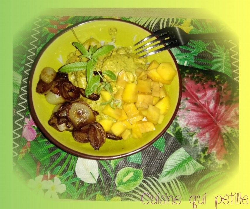 curry vert au poulet et a la mangue