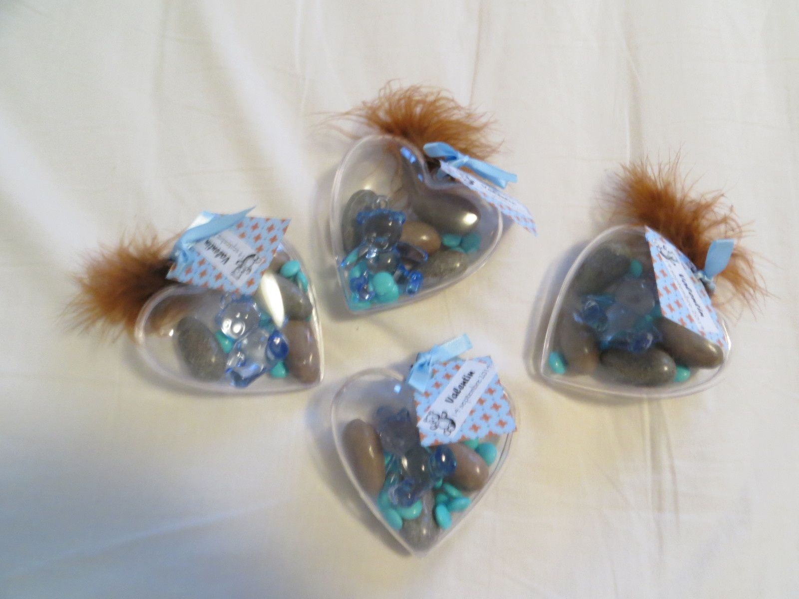 Contenants à dragées baptême thème nounours bleu chocolat - 1 Brin 2 folie
