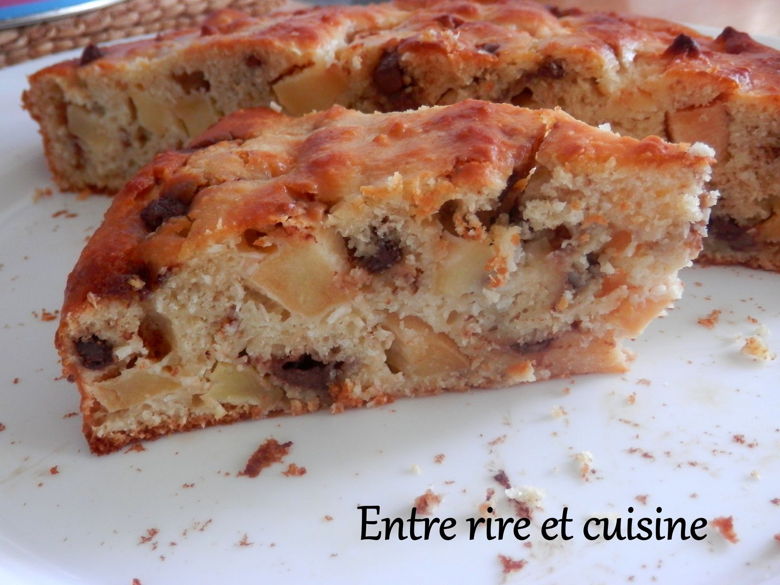 Gateau Moelleux Aux Pommes Ricotta Noix Coco Et Chocolat Sans Beurre Entre Rire Et Cuisine